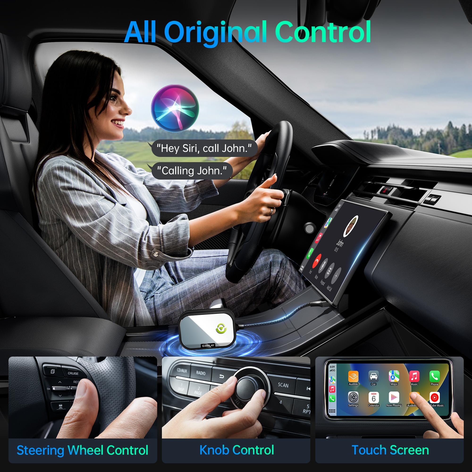 2024 Upgraded Wireless CarPlay Adapter for Apple iPhone - Convert Factory Wired to Wireless CarPlay | Plug & Play Auto Connect | Fast & Easy Setup | Compatible with 2017+ Cars & iPhone iOS | Dark Black | Perfect for Commuting, Road Trips & Hands-Free Driving