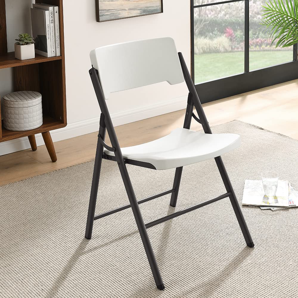 Living and More Commercial Folding Chair - Heavy Duty 350lb Capacity, Ergonomic Swivel Back Design for Indoor/Outdoor Use - White (1 Pack) | Perfect for Events, Parties, Weddings & Office Meetings