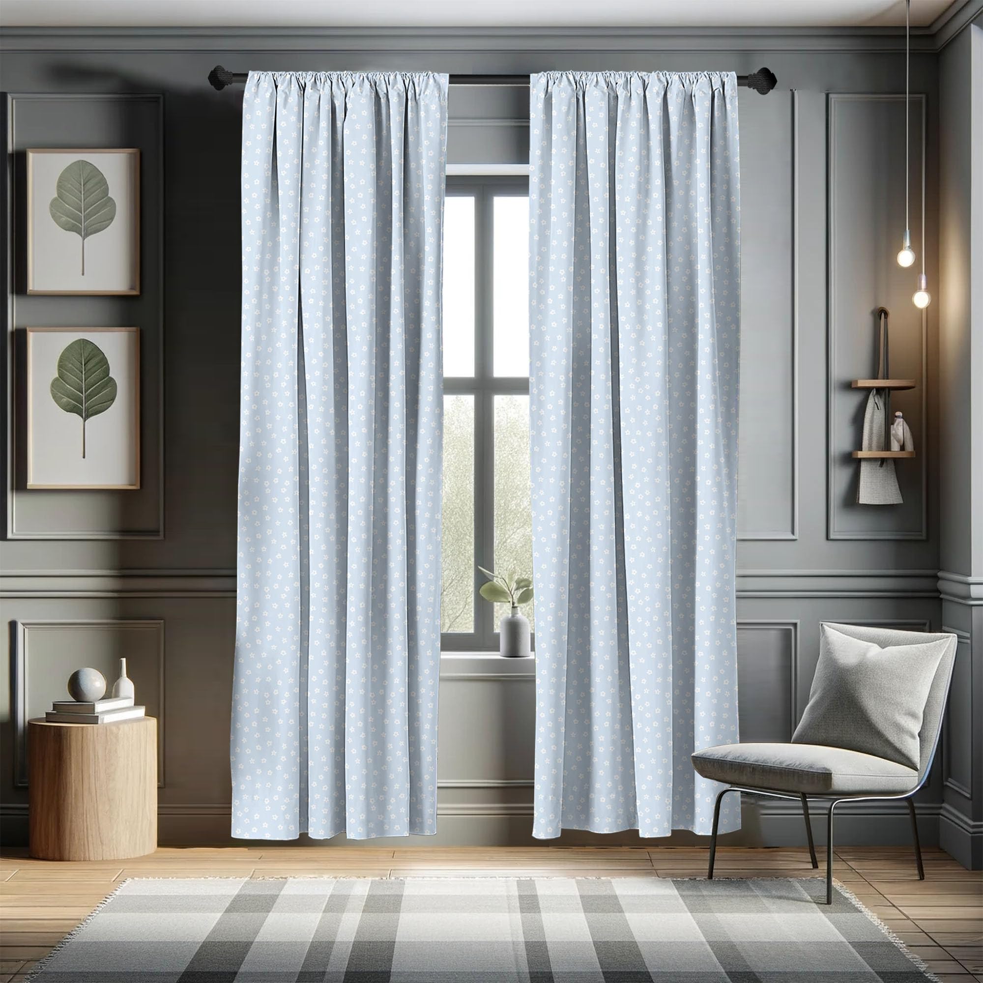Ambesonne Floral Window Curtains - Scattered Spring Blossoms & Wild Flowers Nature Print, Lightweight 2-Panel Set with Rod Pocket (28