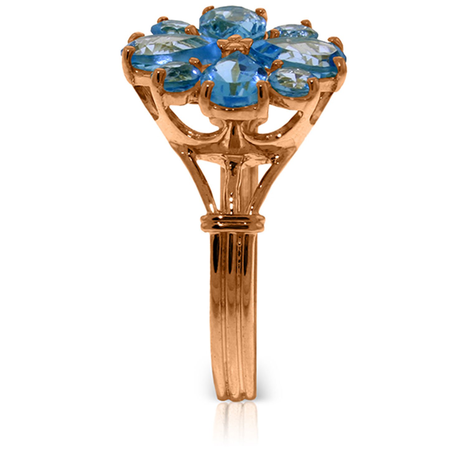 14K Solid Rose Gold Natural Blue Topaz Flower Ring - 2.43 Carat Galaxy Gold GG | Elegant Jewelry for Weddings, Anniversaries & Special Occasions