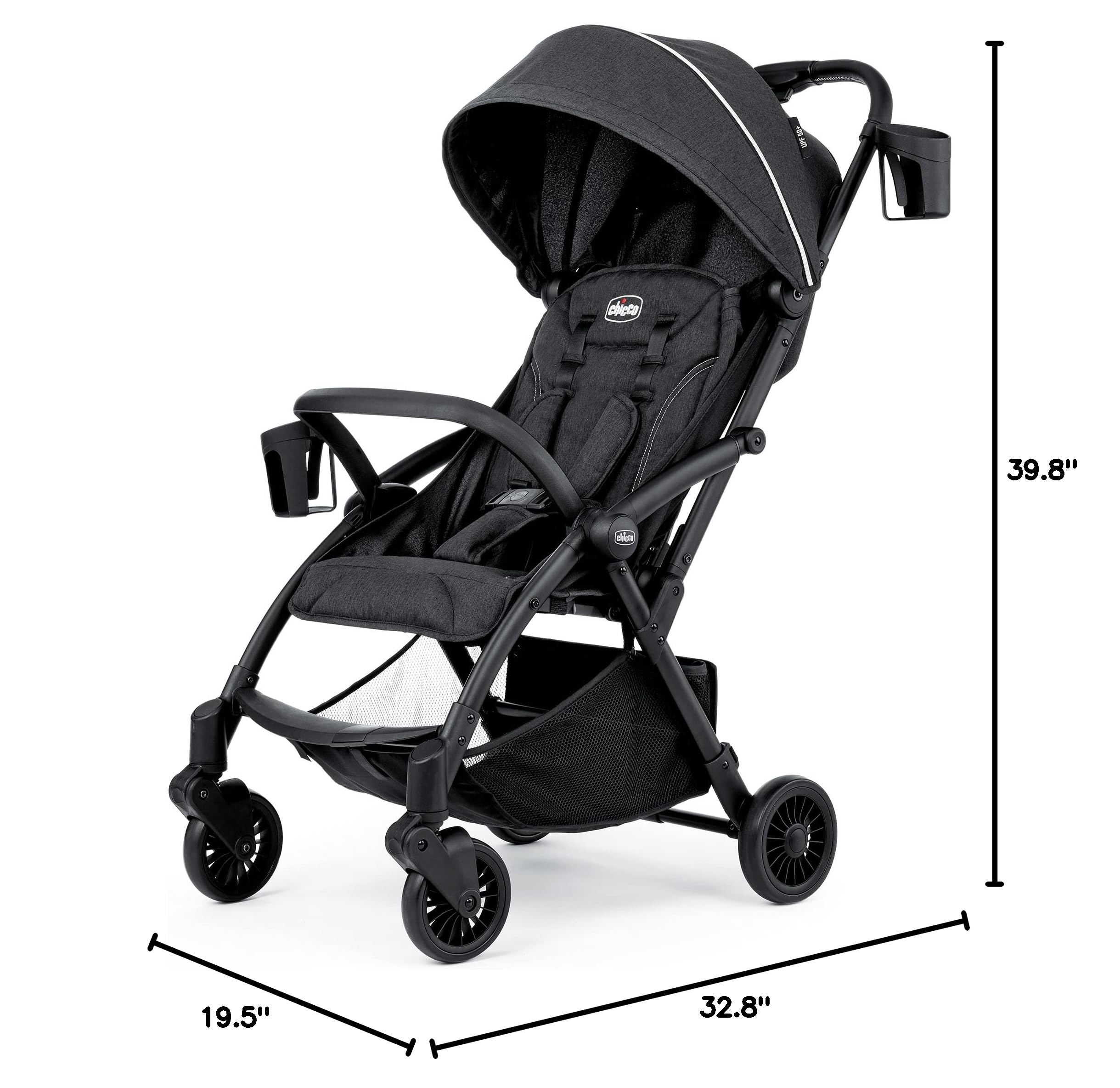 Chicco Presto Self-Folding Compact Baby Stroller with Canopy - Lightweight Aluminum Frame Umbrella Stroller for Infants & Toddlers up to 50 lbs | Graphite Grey | Perfect for Travel, Shopping & Daily Walks