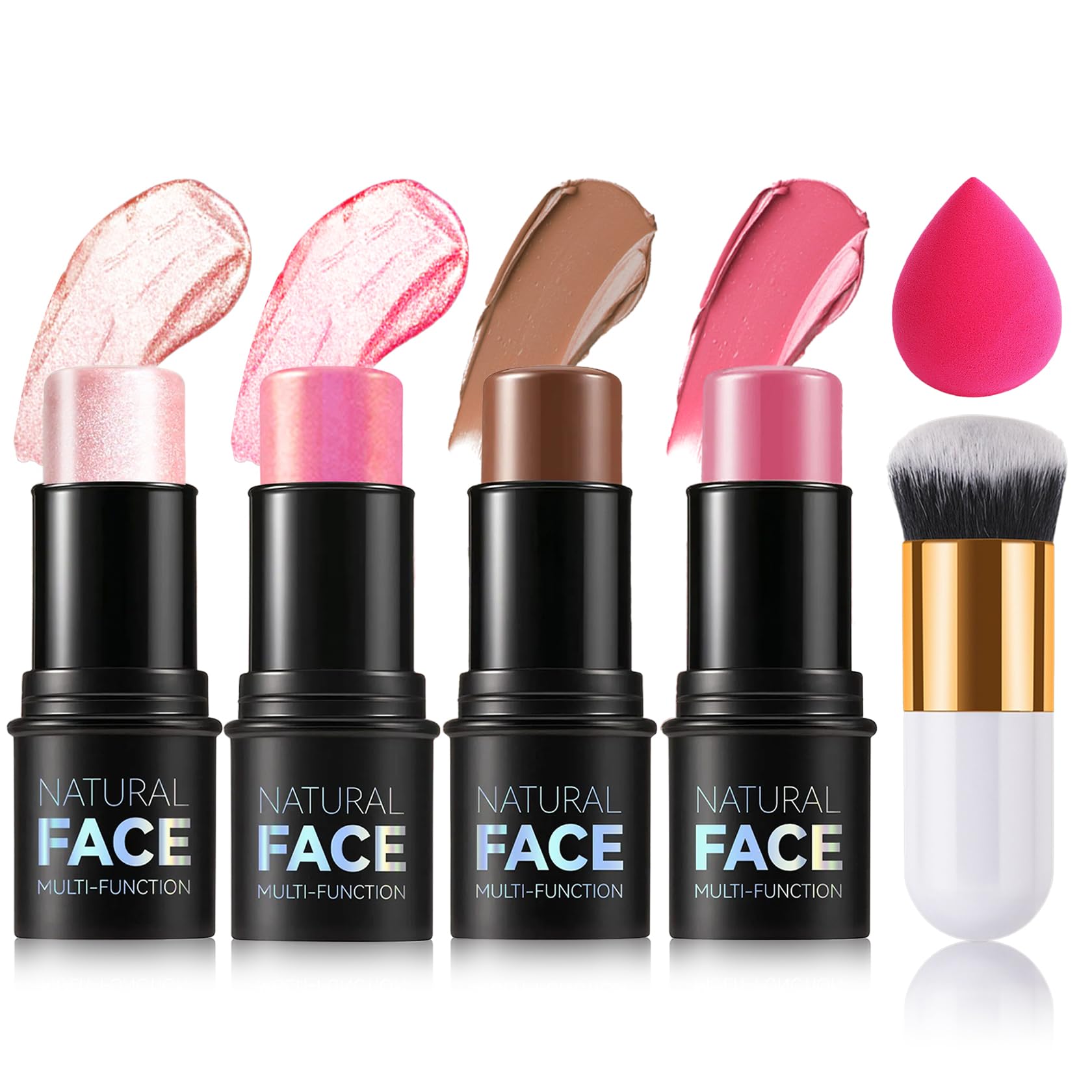 DAMUSI 6PCS Cream Contour Stick Makeup Kit - Cream Bronzer, Blush & Highlighter Sticks for Flawless Face Contouring | Long Lasting & Smooth Formula | Perfect for Everyday Makeup, Professional Looks & Photo Shoots