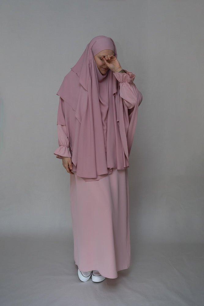 Elegant Pink Abaya Set for Women - Comfortable & Stylish Islamic Dress for Prayer, Modest Fashion & Special Occasions