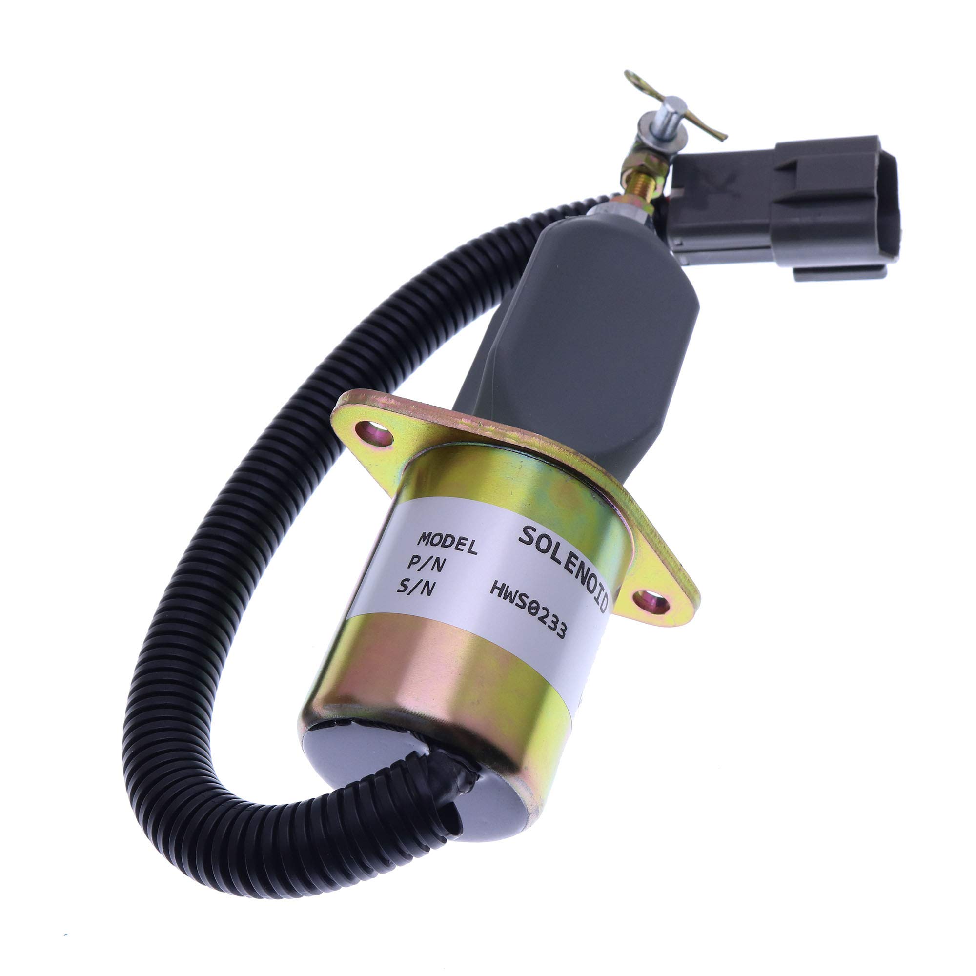 Holdwell Stop Solenoid SA-4673-S 12Vdc Compatible with Yanmar Engine & Hyundai Small Excavator - Replacement Part for Diesel Engine Shutoff System (Ideal for Construction Equipment, Marine Applications & Agricultural Machinery)