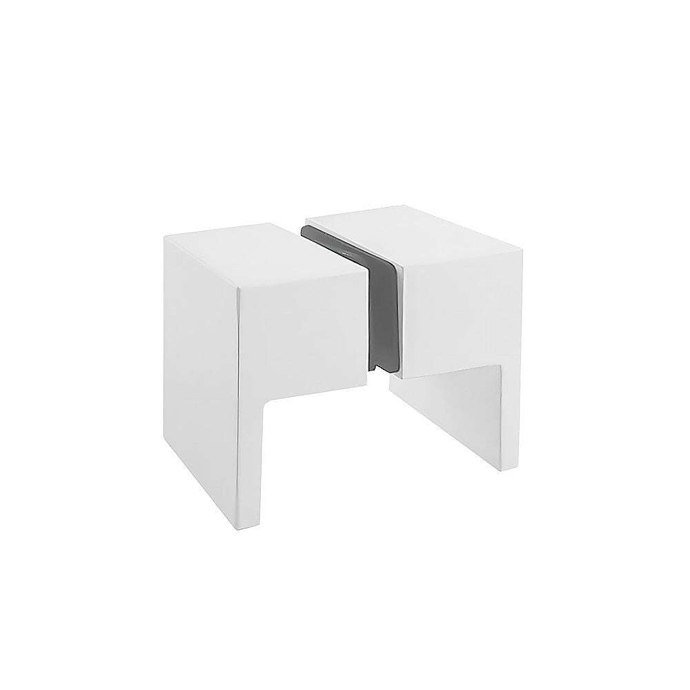 Frameless Shower Screen 100cm Wall to Wall with White Channel & Stainless Steel Hinges - Square Double Pull Handle for Modern Bathroom Renovation