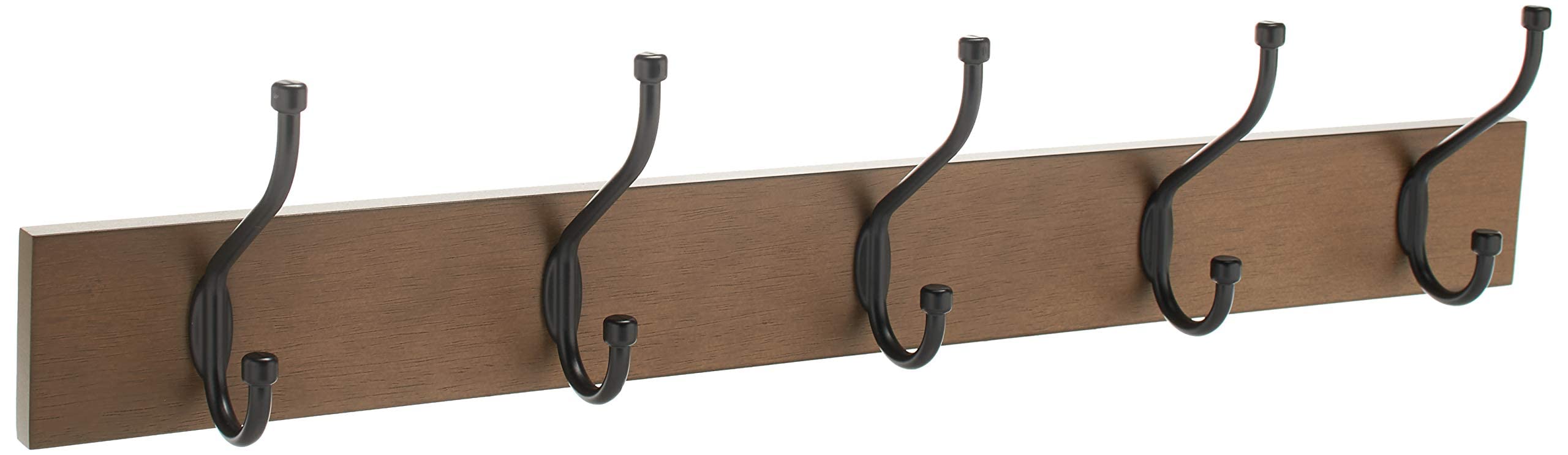 Amazon Basics Wall-Mounted Farmhouse Coat Rack with 5 Hooks - Rustic Barnwood Style Entryway Organizer for Hats, Jackets & Bags - Perfect for Home, Office or Mudroom Decor