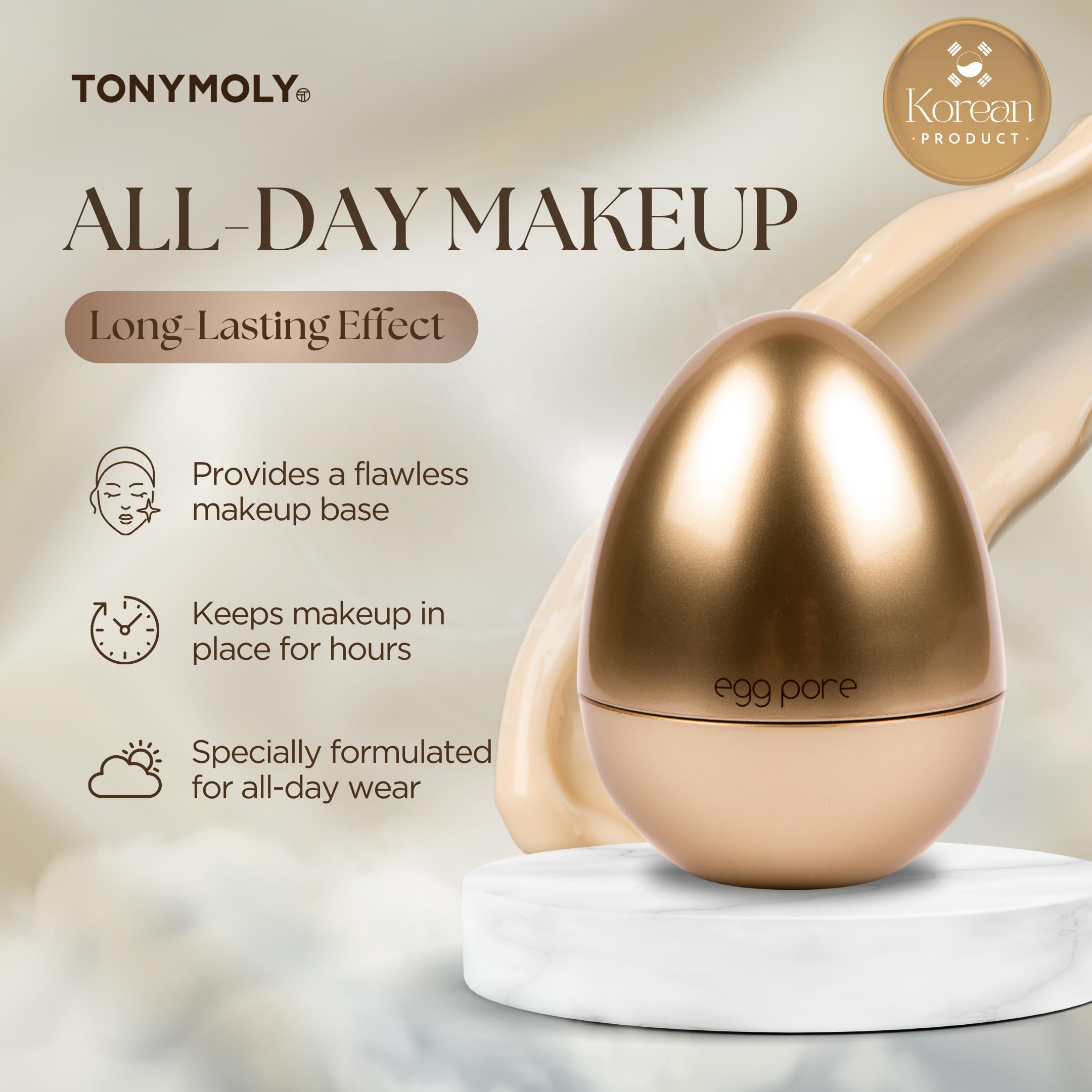 TONYMOLY Egg Pore Makeup Primer - Hydrating & Smoothing Face Primer for Flawless Skin | Korean Skincare | Perfect for Easter Gifts & Daily Makeup Base