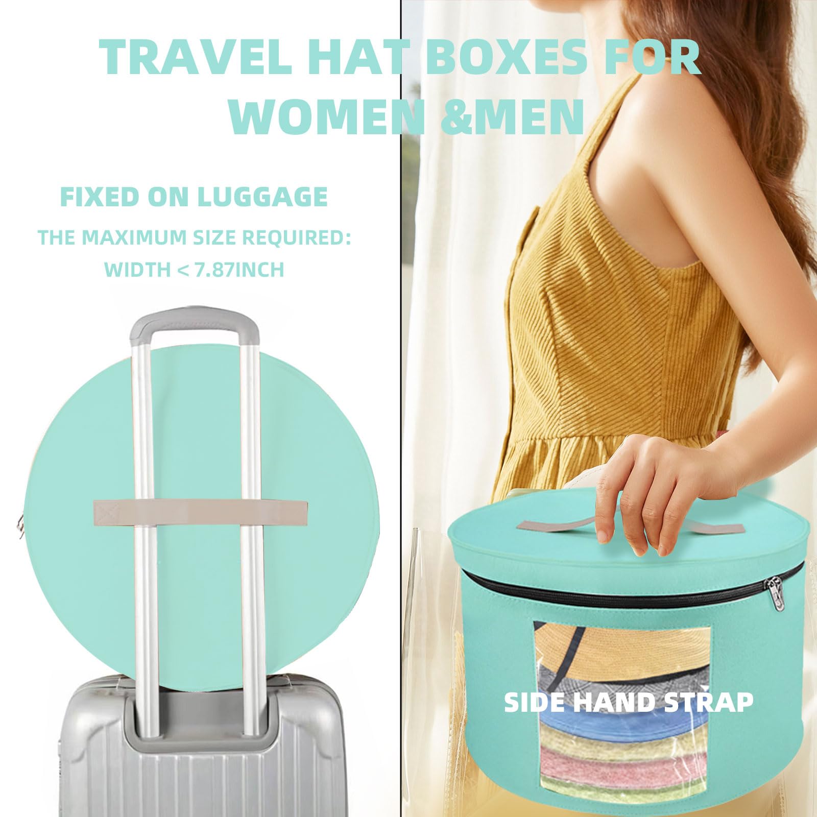Stylish Stackable Round Brim Hat Storage Box for Women - Travel-Friendly Closet Organizer for Cowboy Hats, Stetson Hats & Accessories - Perfect for Home, Office & Travel Organization