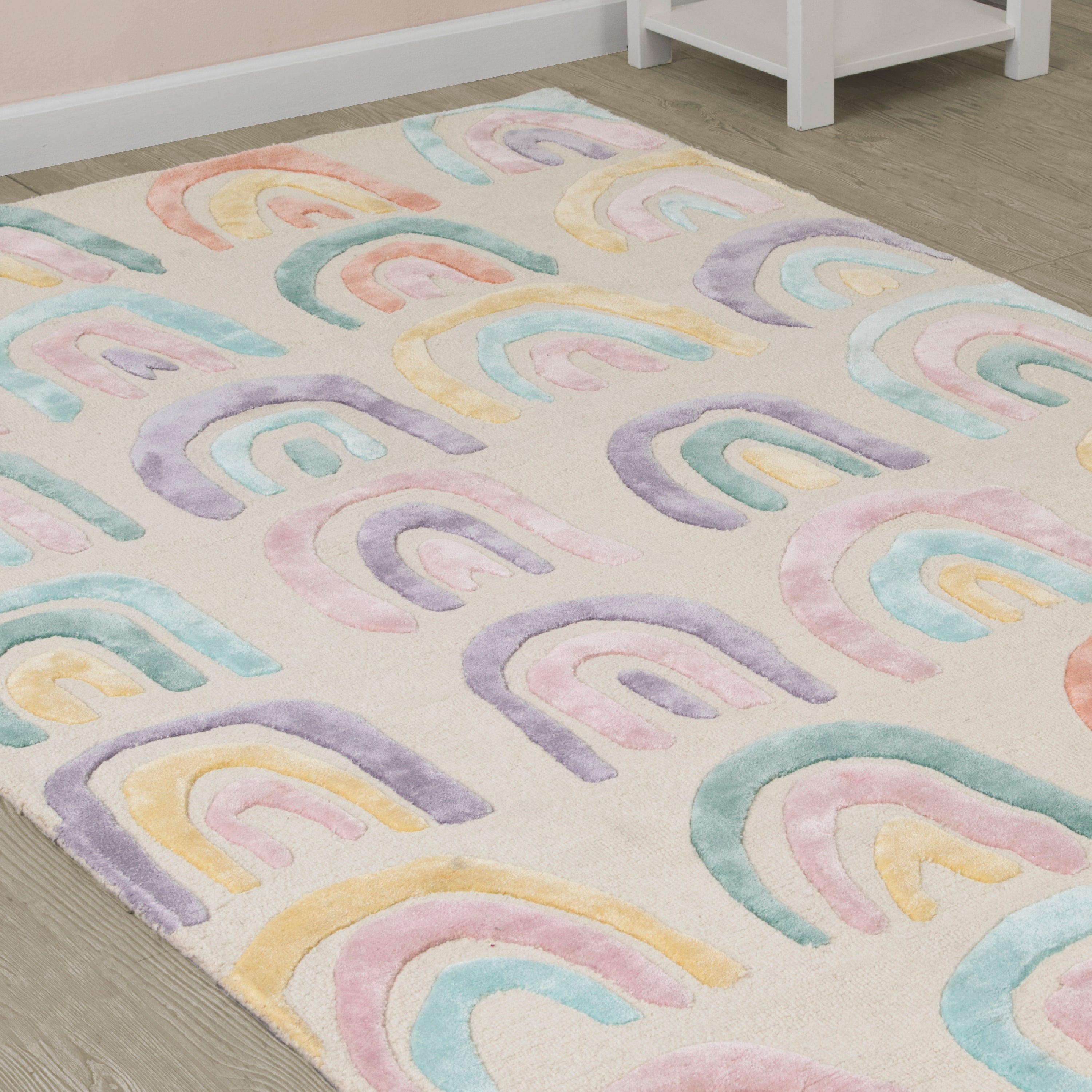 Over the Rainbow Hand Tufted Wool Blend Area Rug 5x8 - Soft Bohemian Style Rug for Living Room, Bedroom & Nursery Decor