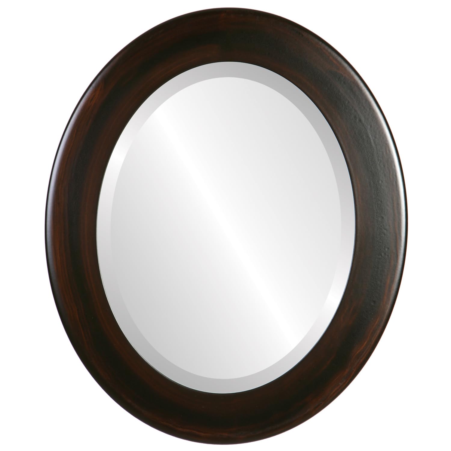 Oval Beveled Wall Mirror - 16x20 Inches Mocha Cafe Style - Decorative Home Mirror for Living Room, Bedroom & Entryway