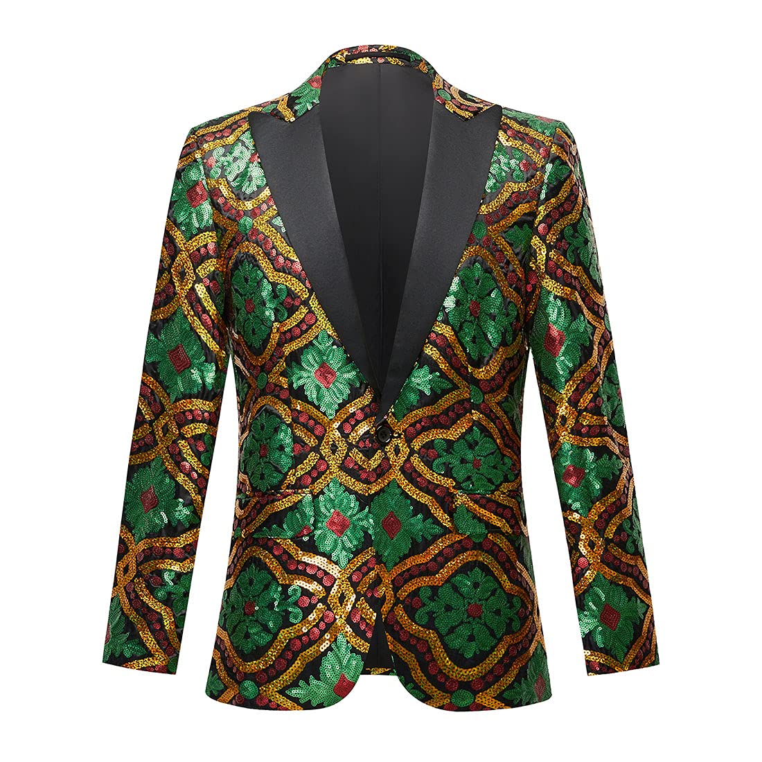 Men's Stylish Sequin Blazer with Colorful Patterns - Perfect for Parties, Weddings & Special Occasions