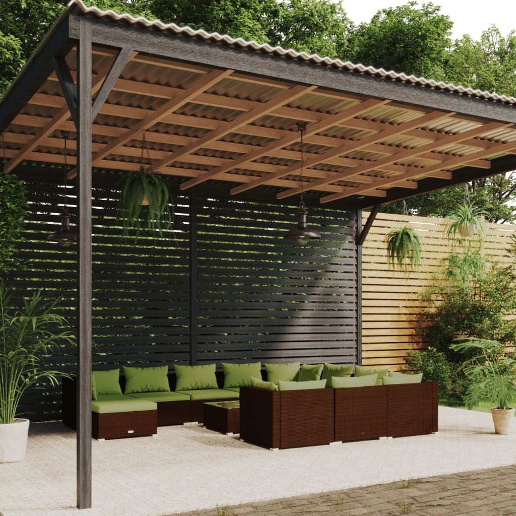 12-Piece Patio Lounge Set with Waterproof Cushions - All-Weather Brown Poly Rattan Outdoor Furniture for Garden, Poolside & Backyard Relaxation (97.18g)