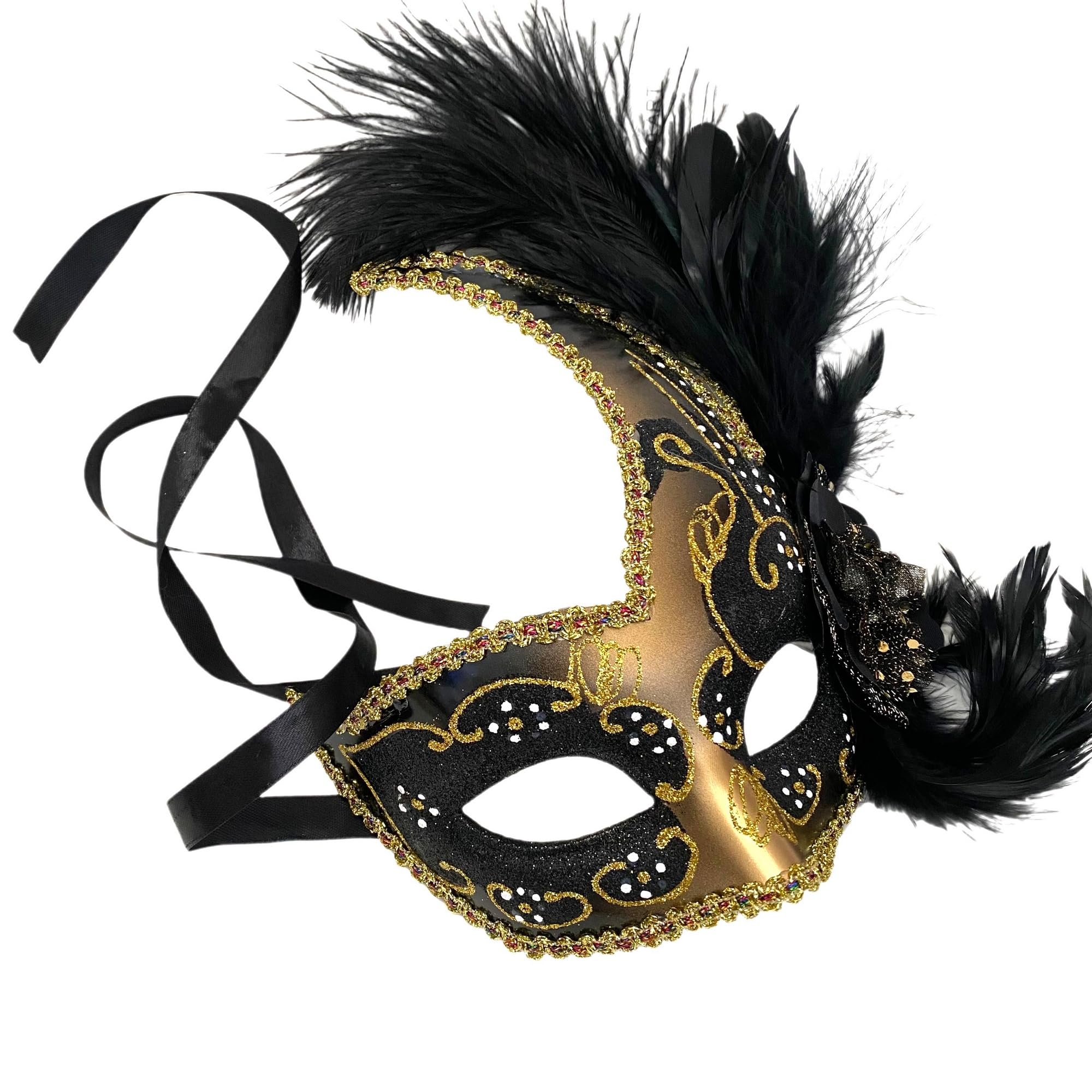 MasqStudio Elegant Brocade Lace Masquerade Mask - Venetian Ball, Mardi Gras, Burlesque, Prom, Wedding Party Accessory - Perfect for Costume Parties, Halloween & Formal Events
