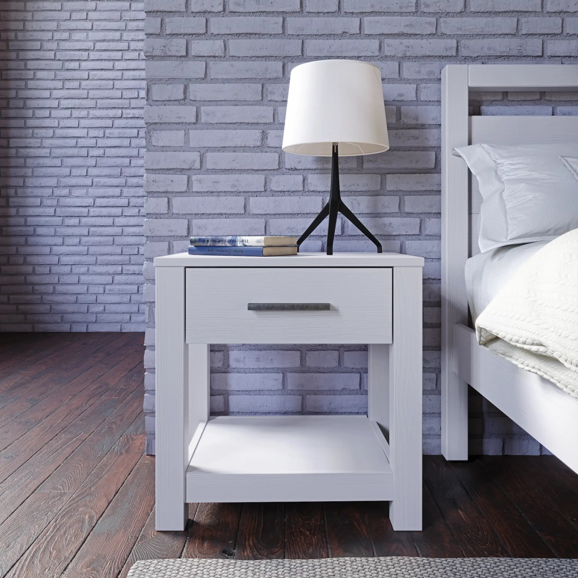Modern One Drawer Nightstand - Slim Bedside Table with Storage for Small Spaces - Perfect for Bedrooms, Apartments & Dorms