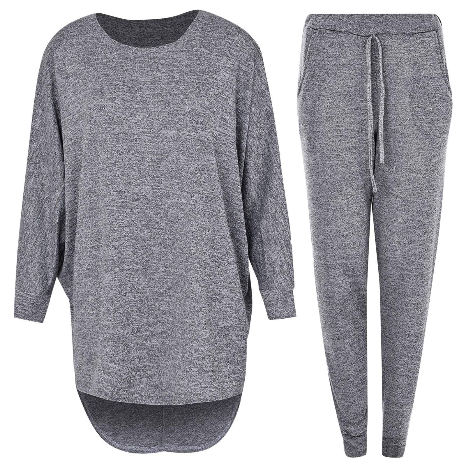 iOPQO Women's Casual Solid Long Sleeve Suit with Ski Pants Bibs Set - Grey XXL | Winter Outdoor Activities & Office Wear