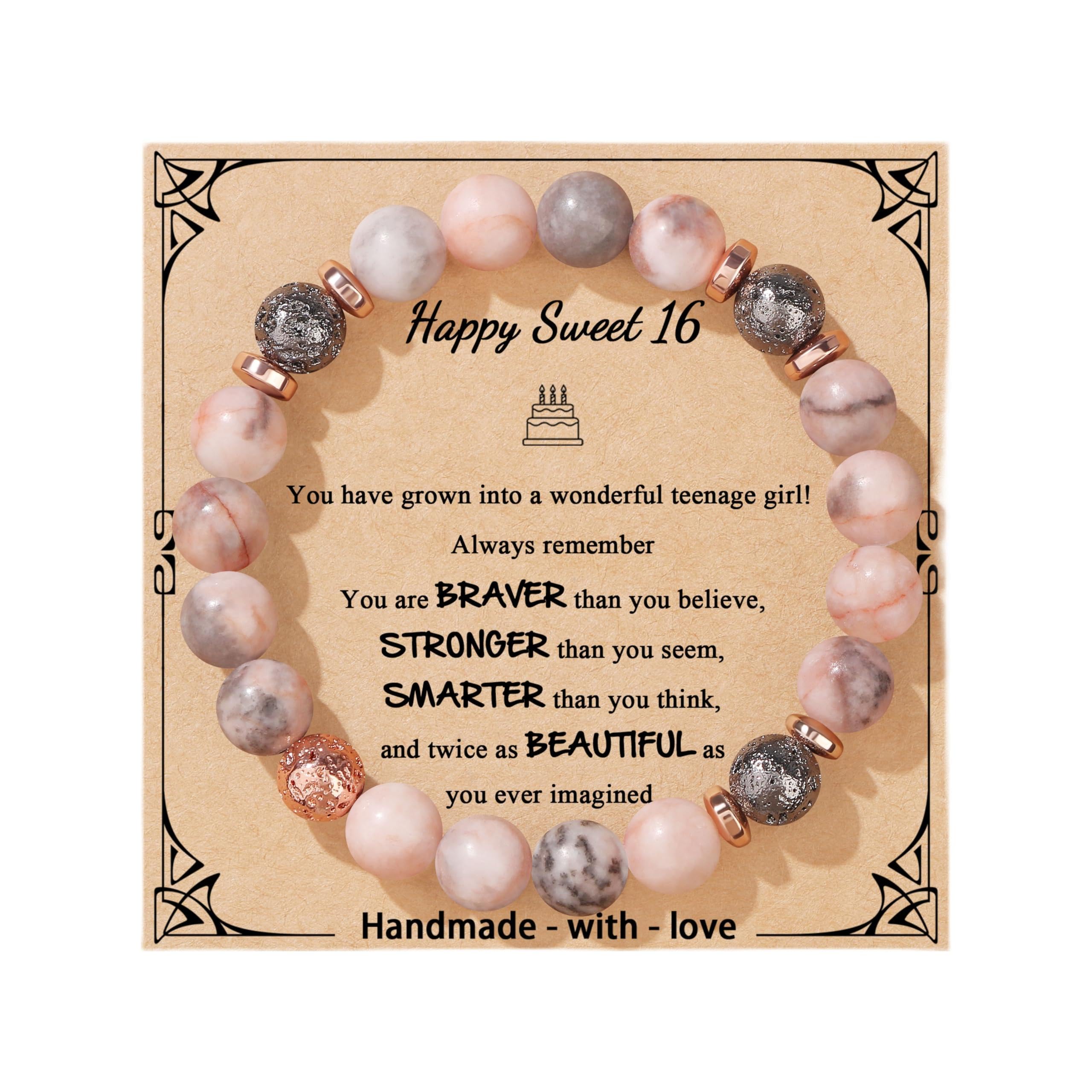 JoycuFF Natural Stone Bracelet - Elegant Birthday Gift for Women & Girls Aged 13-80 - Adjustable Beaded Wristband for Anniversary, Graduation, Mother's Day & Special Occasions