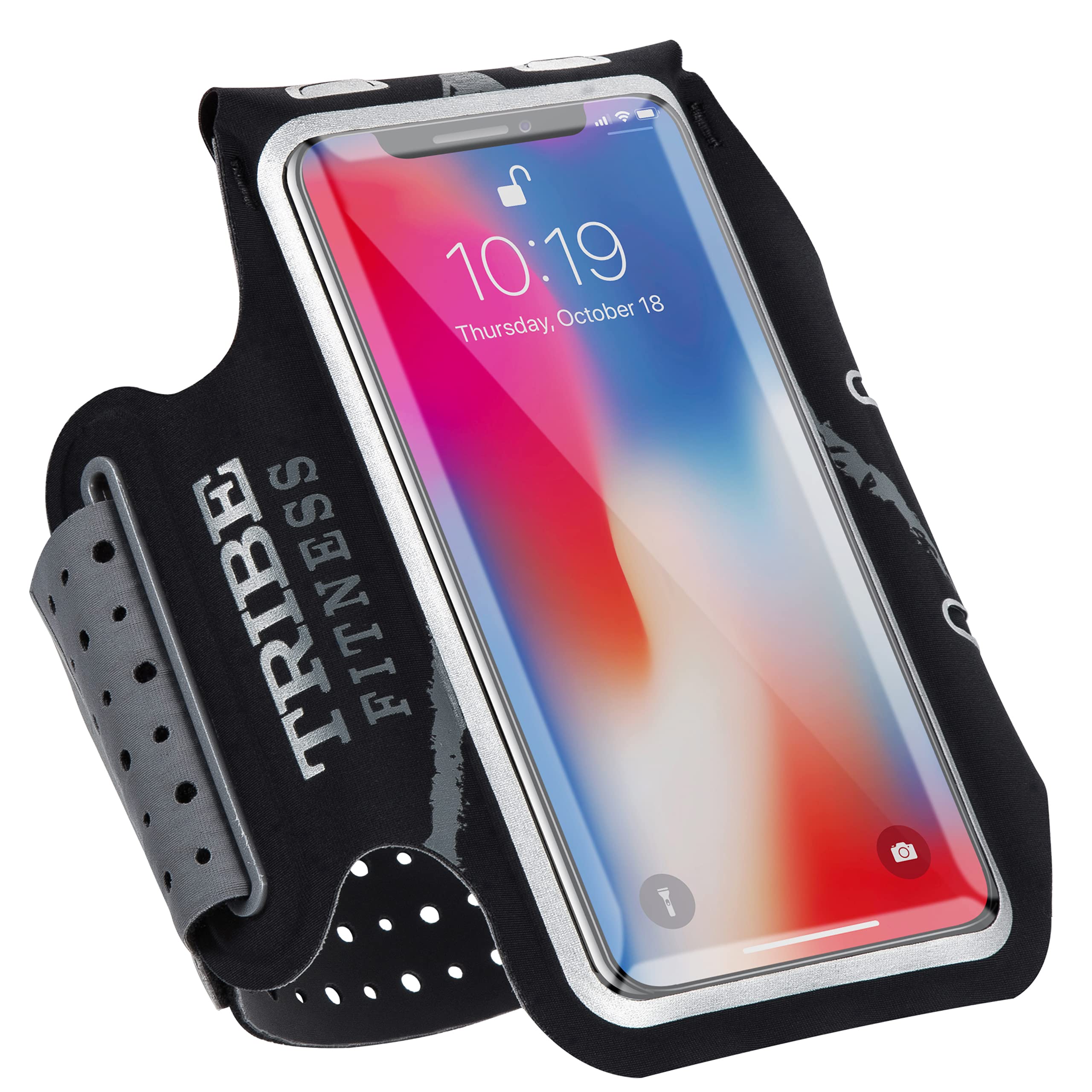 Premium TRIBE Running Armband for iPhone & Galaxy Phones - Adjustable Sports Phone Holder for Men & Women - Secure Fit for Running, Jogging, Gym Workouts - Japanese Lycra with Key Pocket & Strap Extension - Ideal for Outdoor Exercise & Fitness Activities