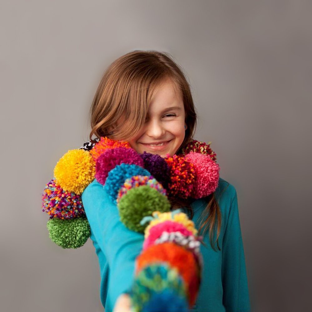 4 Sizes Pom Pom Maker Kit - DIY Fluff Ball Weaver Needle Craft Tool Set for Knitting & Wool Crafts (Kids & Adults) | Perfect for Scarf, Hat & Home Decor Projects
