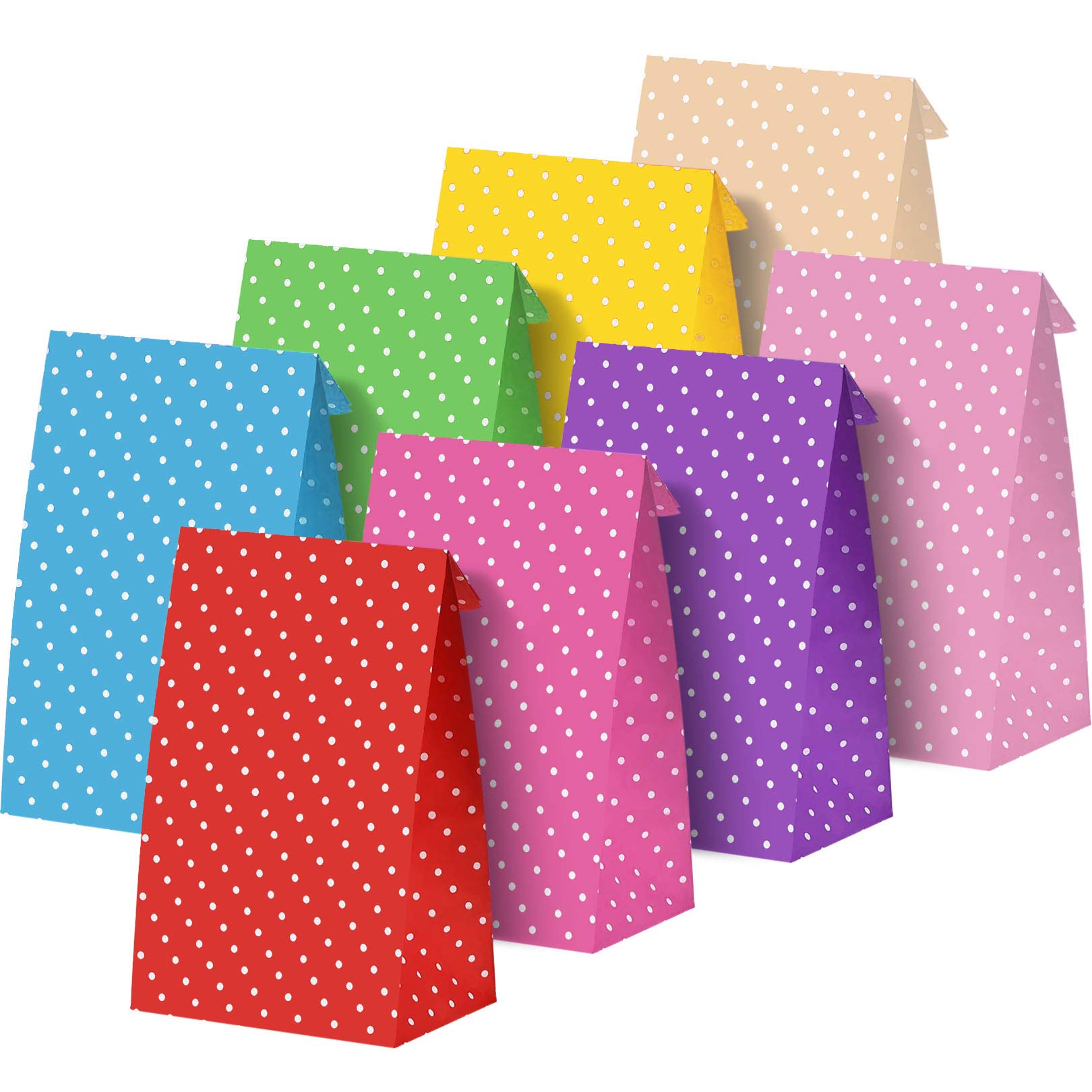 Onwon® 24-Piece Gift Dot Paper Bags - Flat Bottom Lunch Bags, Grocery Bags, Party Favor Bags for Candy, Crafts & Gifts - Perfect for Birthday Parties, Baby Showers & Holiday Treats
