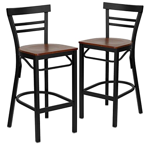 Cherry Wood Seat/Black Metal Frame