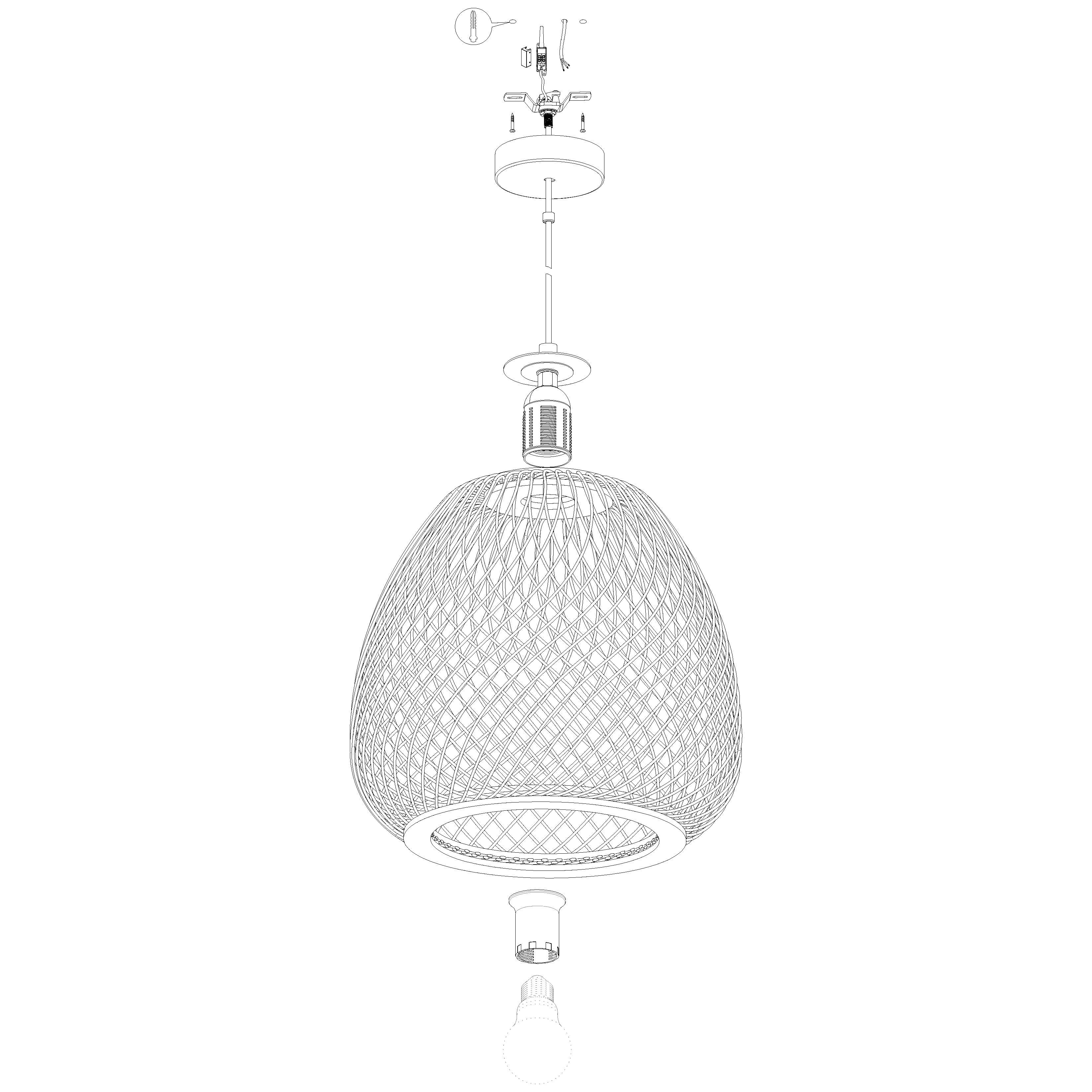 Eglo Dembleby Wicker Lampshade Ceiling Pendant Light - Natural Rattan Hanging Fixture for Boho Bedroom, Living Room & Dining Room Decor