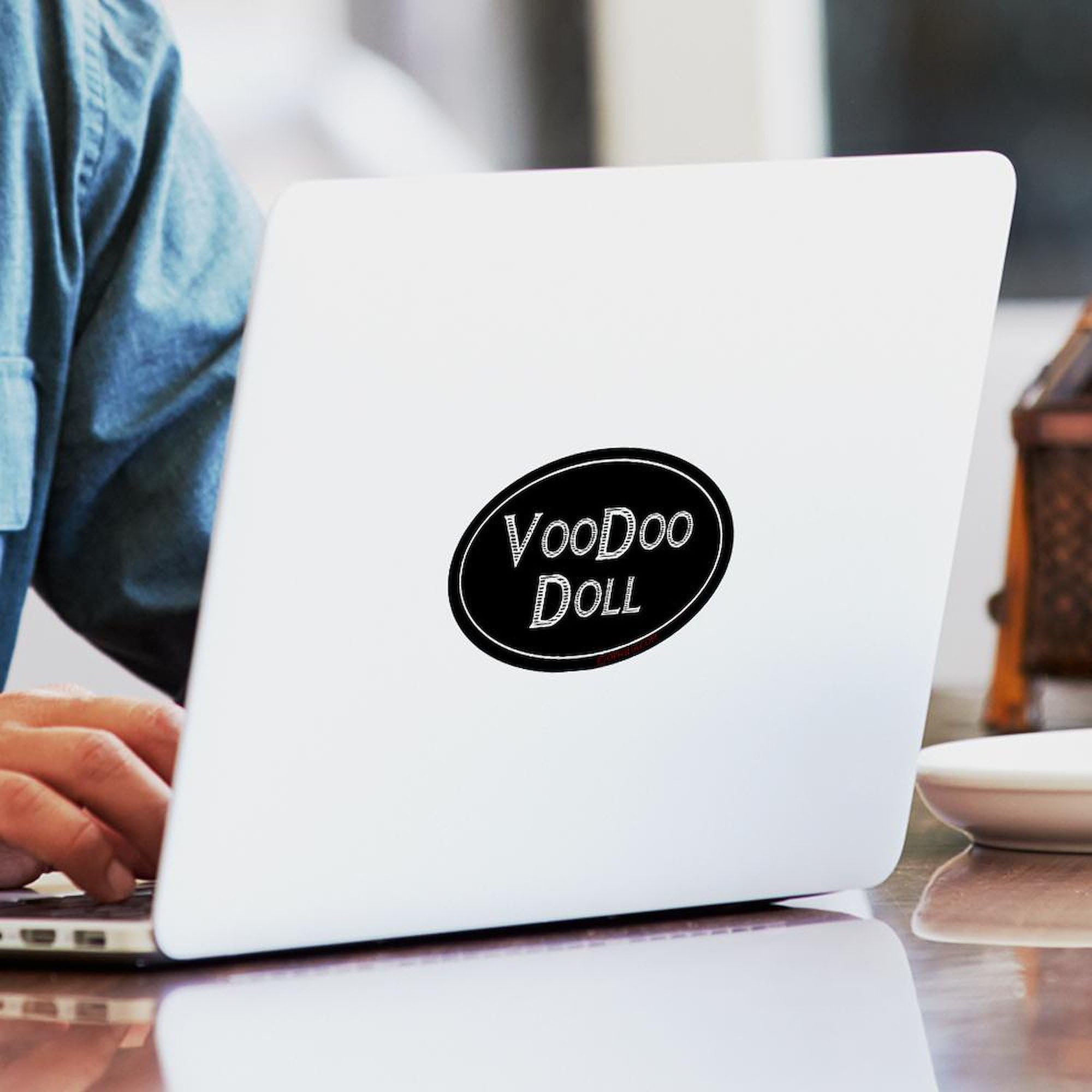 Voodoo Doll Oval Car Bumper Sticker - Funny Decal for Vehicles, Windows & Laptops - Perfect for Halloween, Gifts & Prank Scenes