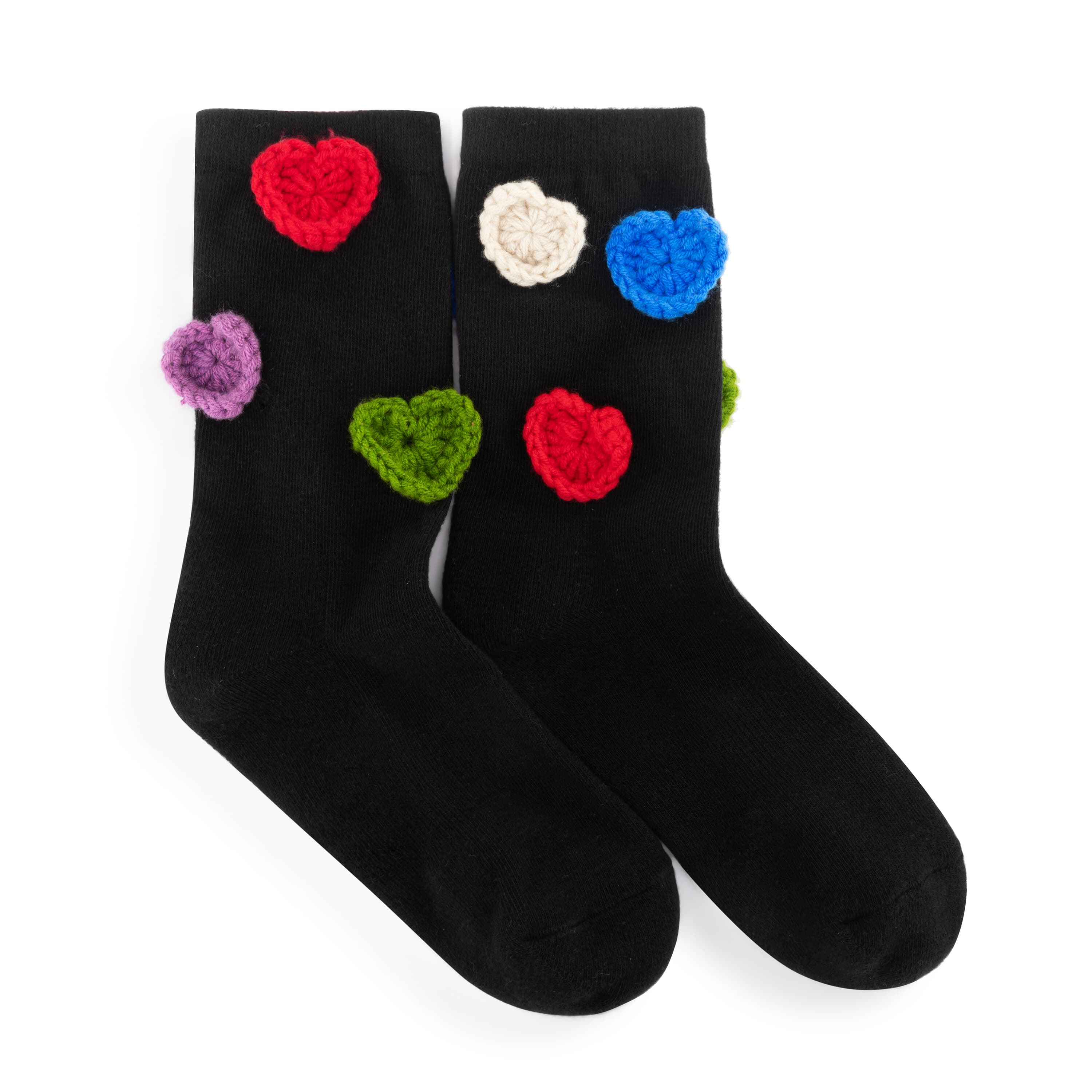 Haven Cotton Trouser Socks with Black Hearts - Comfortable Women's Dress Socks for Work, Office & Formal Wear