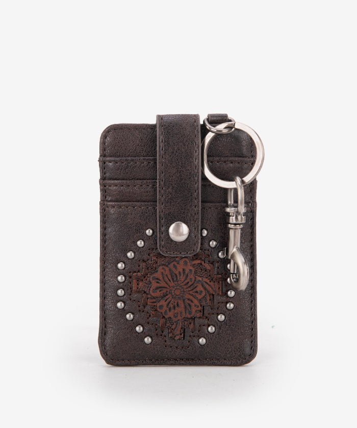 Montana West Genuine Leather Tooled Studded Card Holder - Slim Wallet for Credit Cards & ID - Perfect for Travel, Everyday Use & Gifts