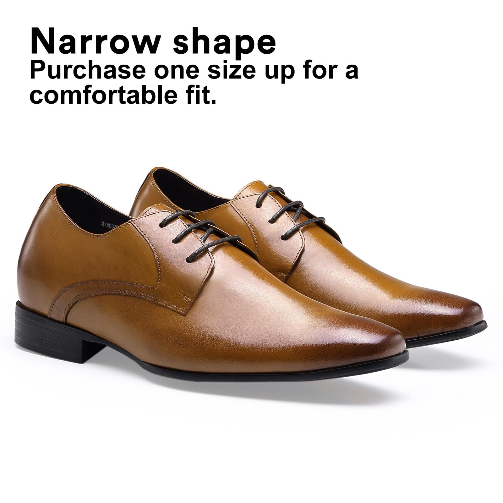 CHAMARIPA Men's Invisible Elevator Shoes – Lace-Up Leather Oxford Dress Shoes for Height Increase | Formal & Tuxedo Lift Shoes for Weddings, Business & Special Occasions