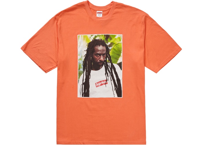 Supreme Buju Banton T-Shirt - Orange Cotton Streetwear Tee for Men | Casual Wear, Music Festival Outfit, Hip Hop Fashion