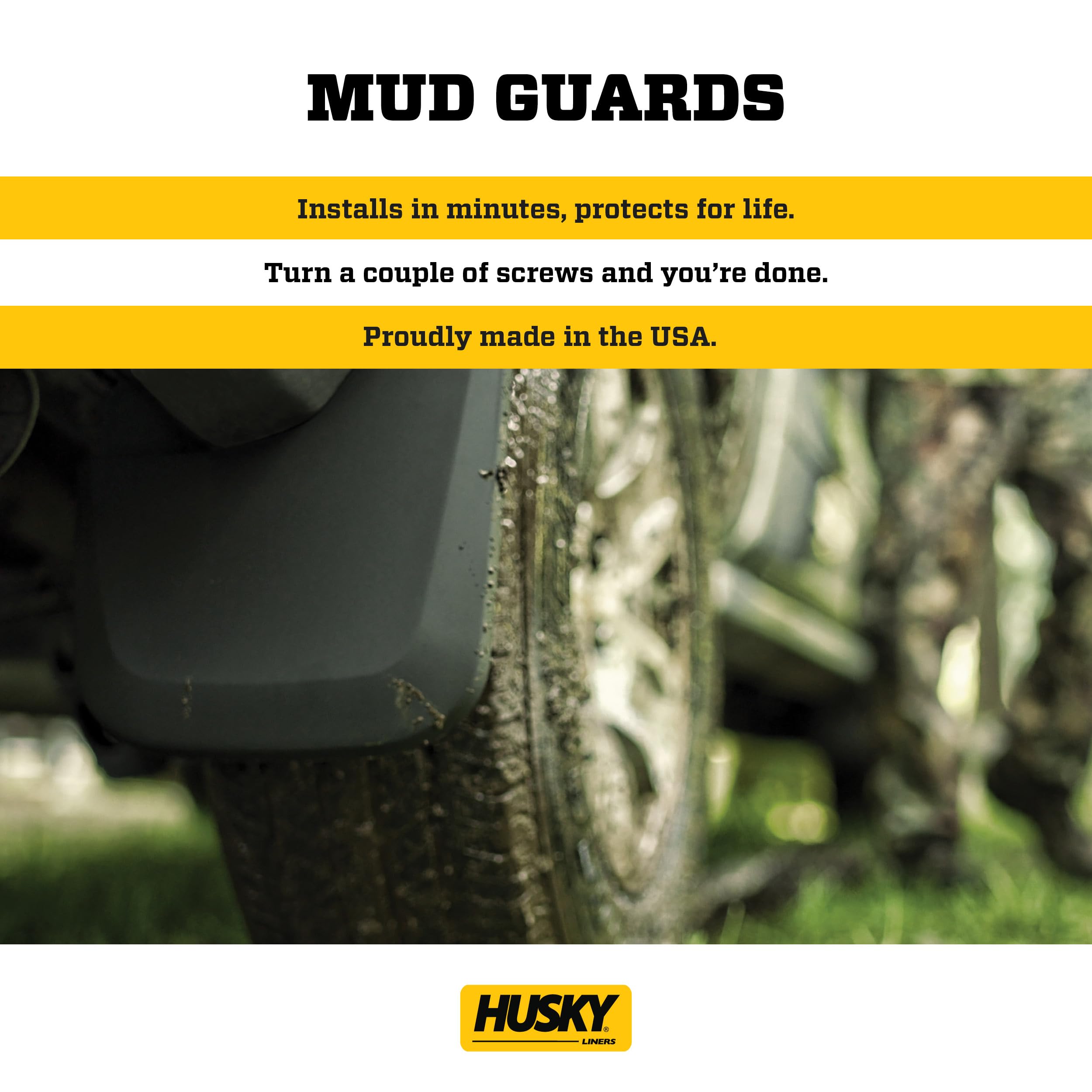 Husky Liners Rear Mud Guards for 2007-2014 Chevy Silverado/GMC Sierra 3500 DRW - Black 2-Piece Set (57841) | Heavy Duty Protection Against Splash & Debris | Perfect for Off-Roading & Winter Driving