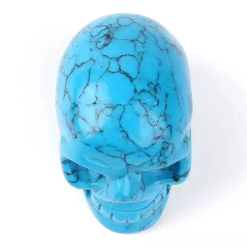 Natural Blue Turquoise Quartz Crystal Skull Head - 2 Inch Healing Stone for Home Decor, Meditation, and Spiritual Gifts | MOKAGY