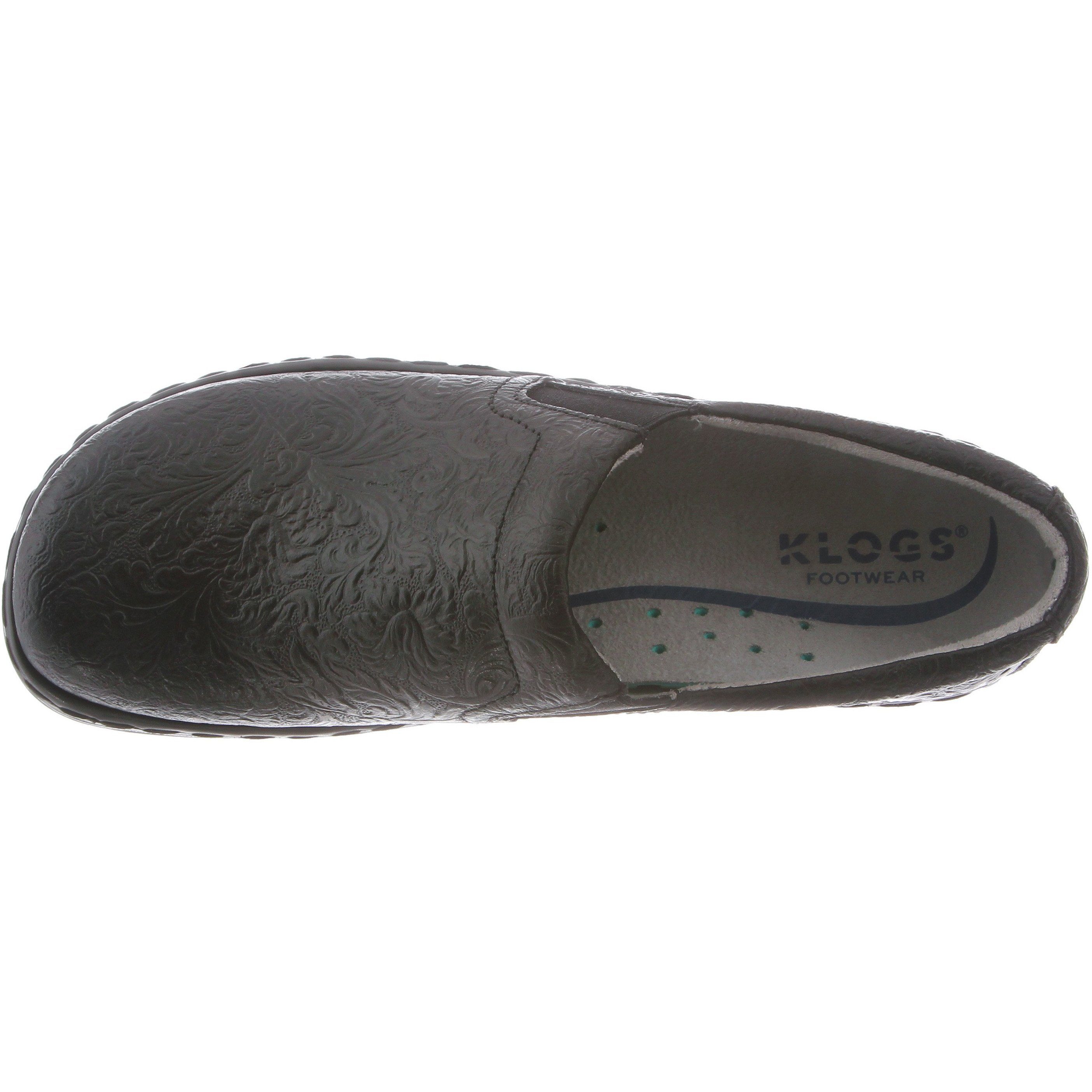 KLOGS Naples Black Tooled Leather Sandals - Medium & Wide Width for Women - Perfect for Beach, Vacation & Summer Outfits