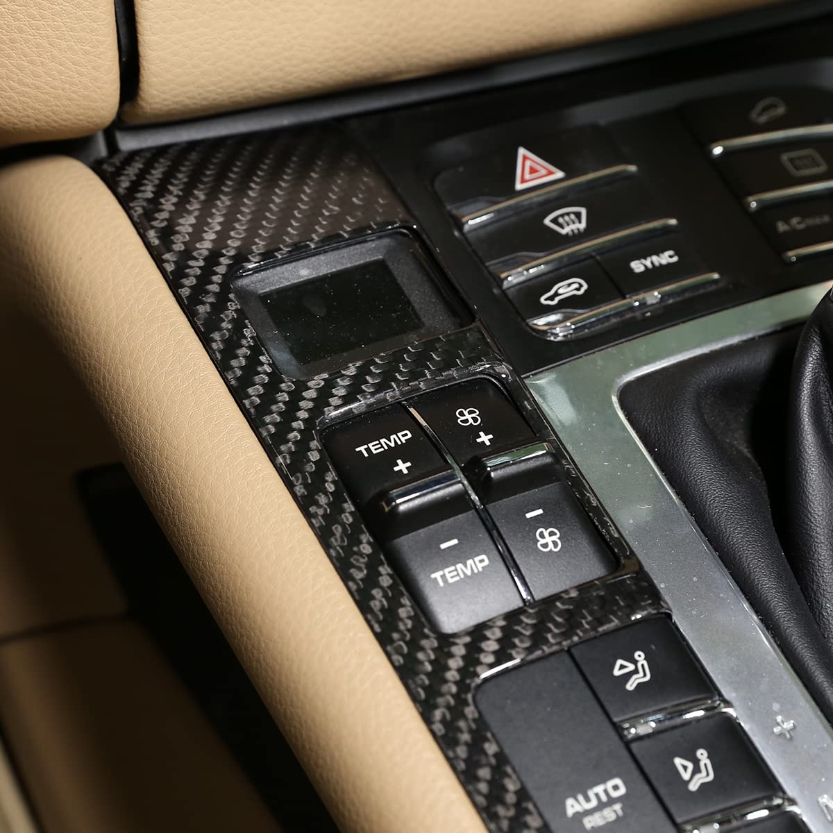 Premium Real Carbon Fiber Center Console Trim Cover for Porsche Macan 2014-2020 - Interior Upgrade & Protection - Perfect for Car Enthusiasts & Luxury Vehicle Customization