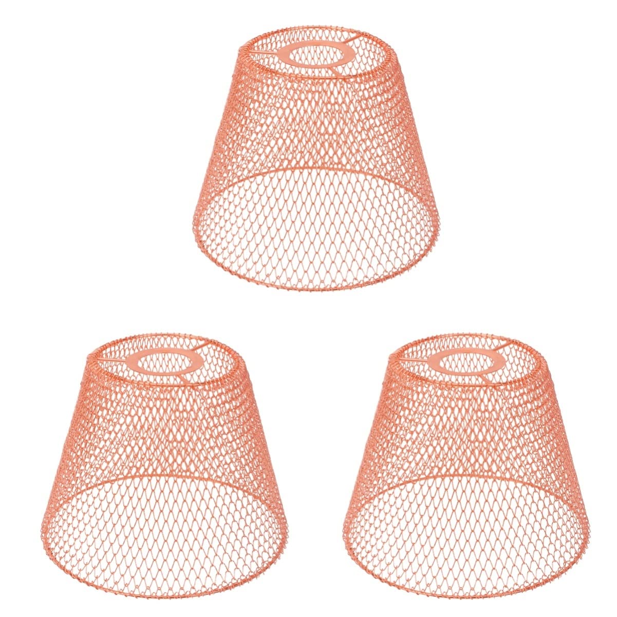 Uonlytech 3-Piece Vintage Metal Wire Light Cage Lamp Shade Set - Industrial Table Lamp Cover for Living Room, Bedroom & Office Decor