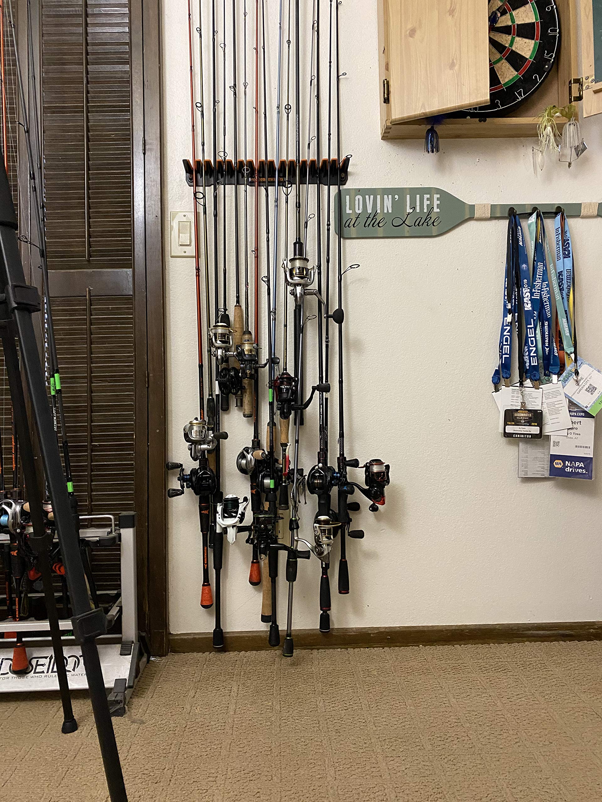 **KastKing V15 Vertical Fishing Rod Holder – Wall Mounted Rod Rack for 15 Rods & Combos (17.25
