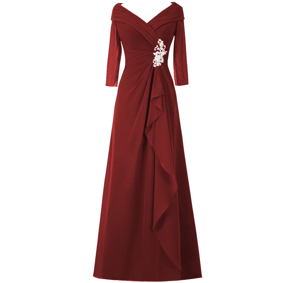 Elegant Mother of The Bride Dresses with Sleeves - Chiffon Lace Formal Evening Gown for Wedding Guest - Perfect for Church Ceremonies, Receptions & Special Occasions