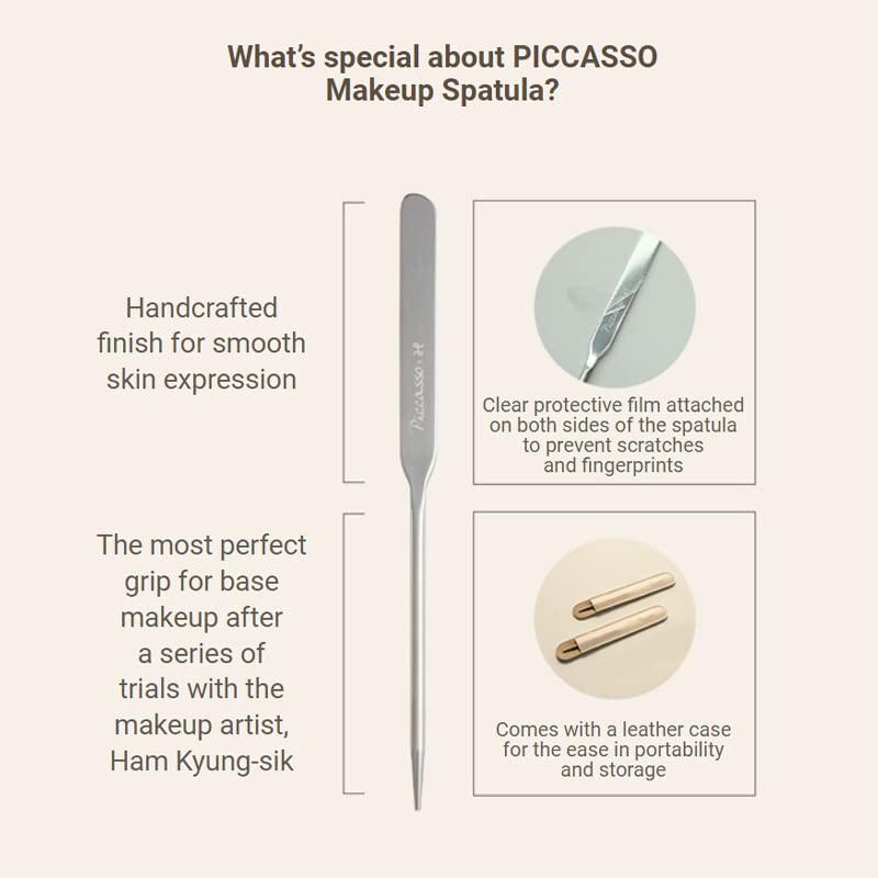 PICCASSO Professional Makeup Spatula Set with 2 Sponges - Foundation & Concealer Tool for Flawless Application - Perfect for Makeup Artists & Beauty Enthusiasts