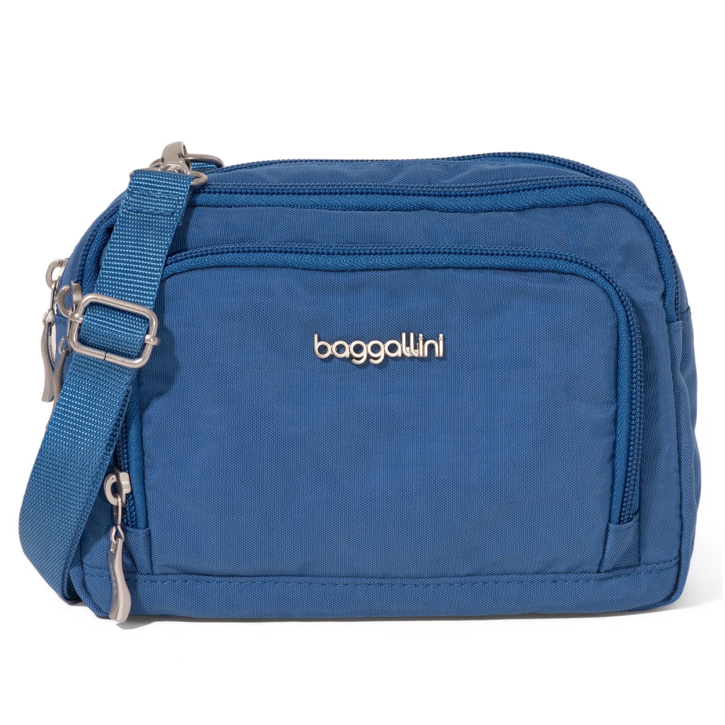 Baggallini RFID Blocking Triple Zip Crossbody Bag for Women - 8x6 Inch Convertible Fanny Pack, Waist Bag & Shoulder Purse - Water Resistant Travel Essentials for Shopping, Commuting & Outdoor Adventures