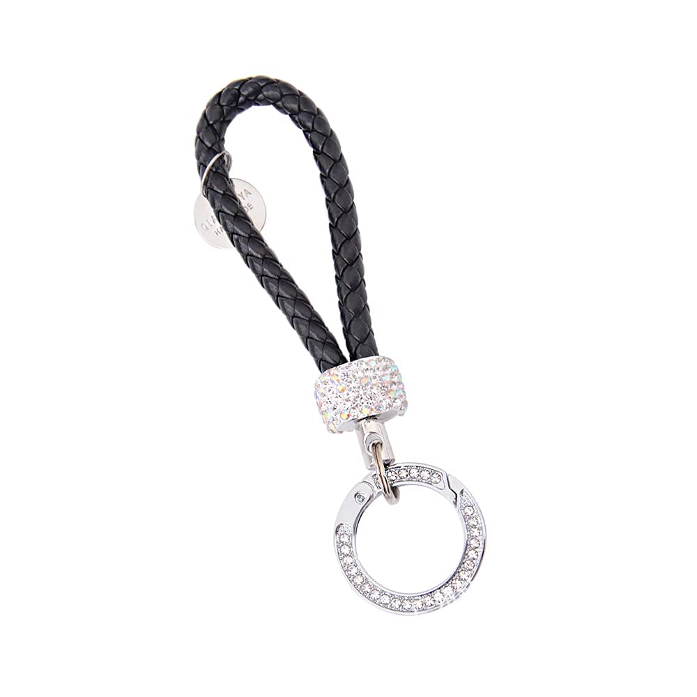 Sparkling Rhinestones Keychains with D-Ring & 3 Key Rings - Stylish Bling Car Keychains for Girls, Perfect for Car Keys, Purses & Gift Giving