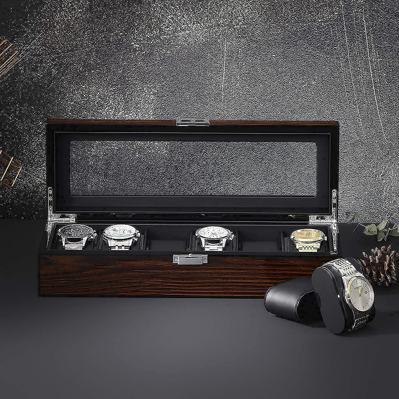 BEWISHOME Premium Leather Valet Tray for Men - Dresser Organizer, Nightstand Tray & Luxury Watch Box Set - Perfect for Jewelry, Keys, Wallet Storage - Ideal Gift for Men's Bedroom & Office Decor