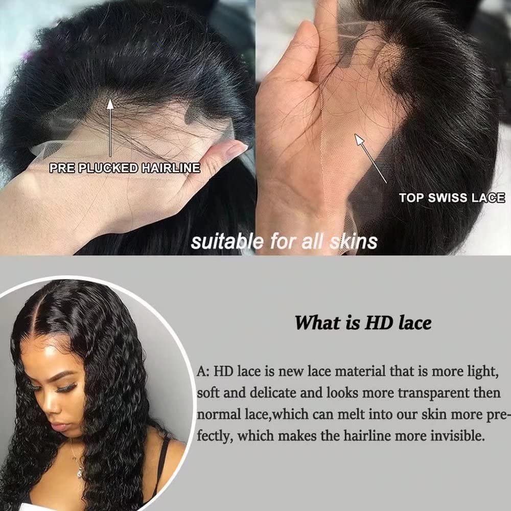 13x6 HD Transparent Lace Front Human Hair Wig - Brazilian Remy Hair with Baby Hair & Bleached Knots | Short Wavy Bob Wig 16 Inch 150% Density | Natural Color for Black Women | Perfect for Daily Wear, Parties & Special Occasions