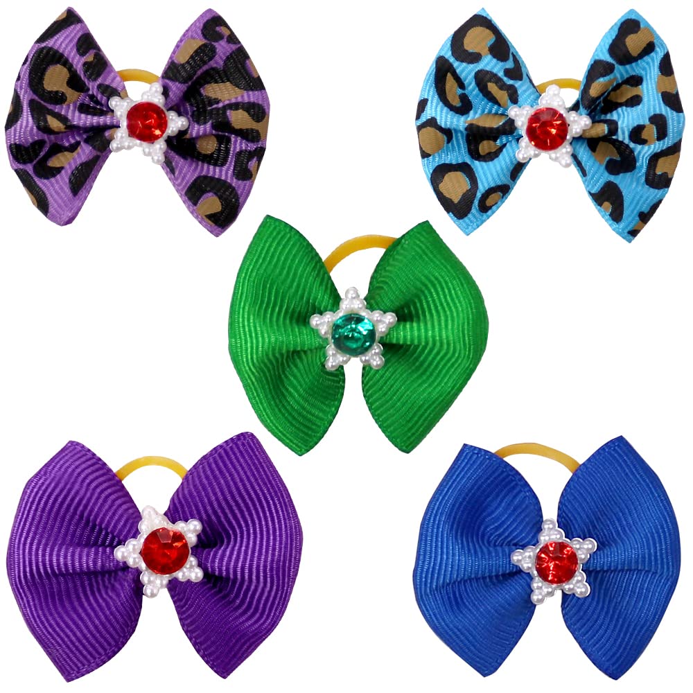 60pcs Dog Hair Bows - High Tenacity Rubber Band Puppy Grooming Accessories - 30 Beautiful Short Bows for Small Dogs - Perfect for Pet Grooming, Photo Shoots & Special Occasions