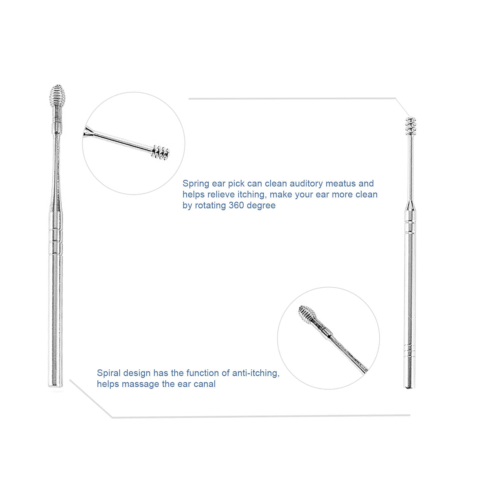 7PCS Professional Ear Wax Removal Kit - Reusable Spiral Ear Cleaner Tools with Curette for Safe Earwax Cleaning | Perfect for Home Use, Travel & Personal Hygiene Care