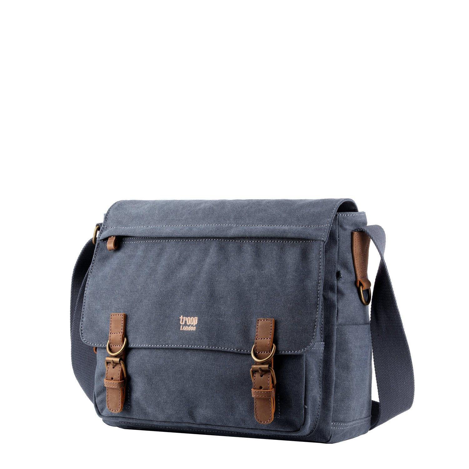 TRP0207 Troop London Classic Canvas Laptop Messenger Bag - Durable Water-Resistant Work & Travel Briefcase for Men & Women | Perfect for Office, Business Trips & Daily Commute