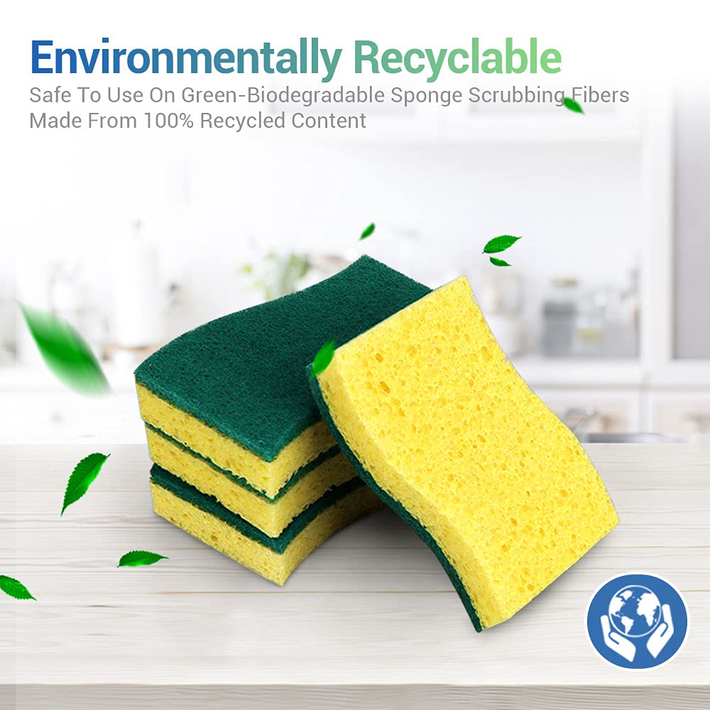 Heavy Duty Scrub Sponge 24-Pack - Non-Scratch Cellulose Sponges for Fast Cleaning - Perfect for Dishes, Pots, Pans & Tough Kitchen Cleaning Tasks