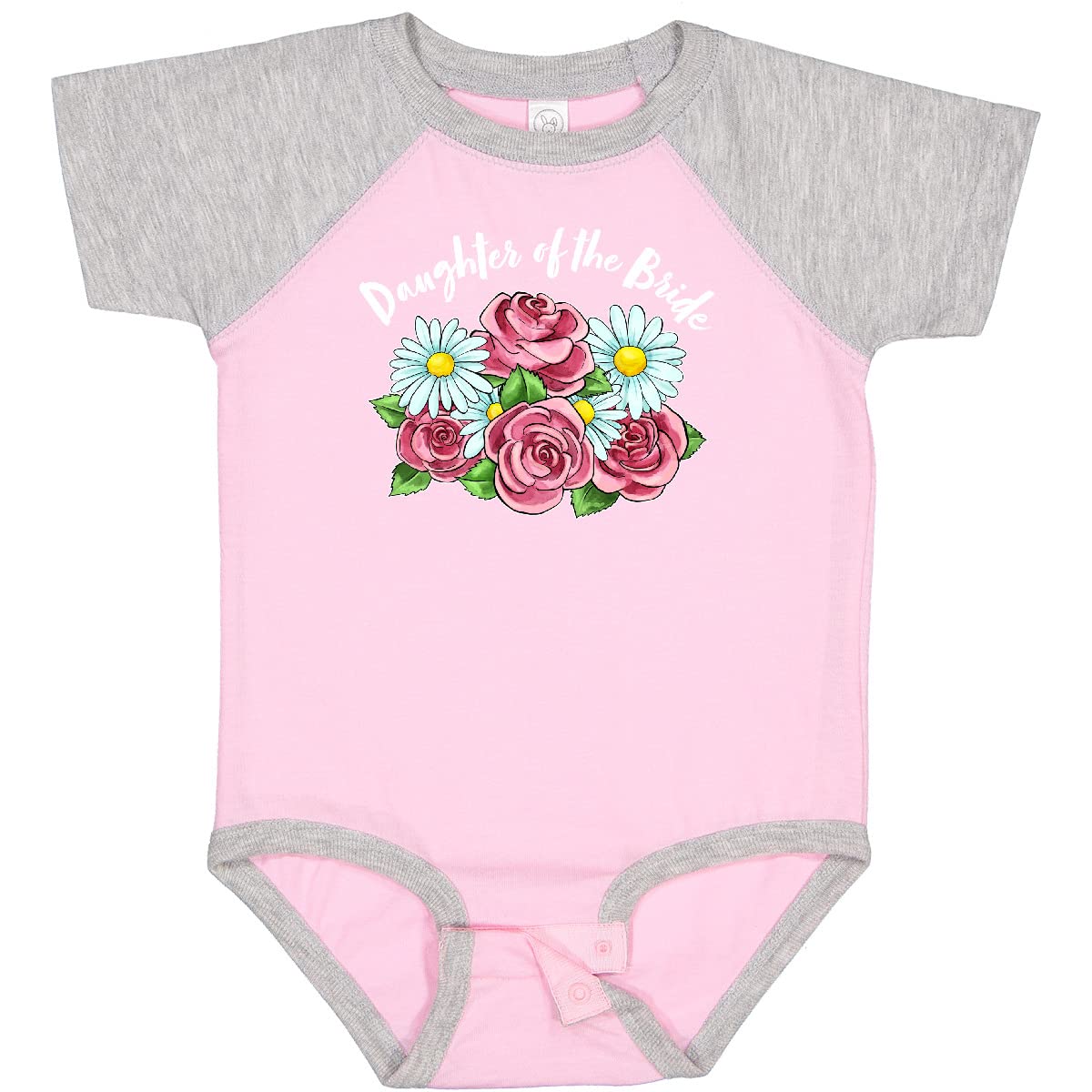 Inktastic Daughter of The Bride Roses and Daisies Baby Bodysuit - Cute Floral Outfit for Wedding Party, Baby Shower & Family Photos