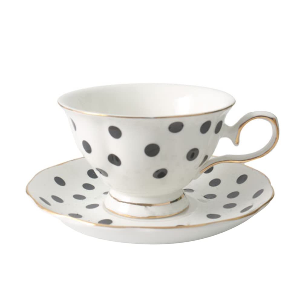 DOITOOL 16-Piece Porcelain Coffee Cup Set - White & Black Cappuccino Cups with Saucers, Tea Mugs, European Style Drinkware for Latte, Cafe, Travel - Perfect for Home, Office & Restaurant Use