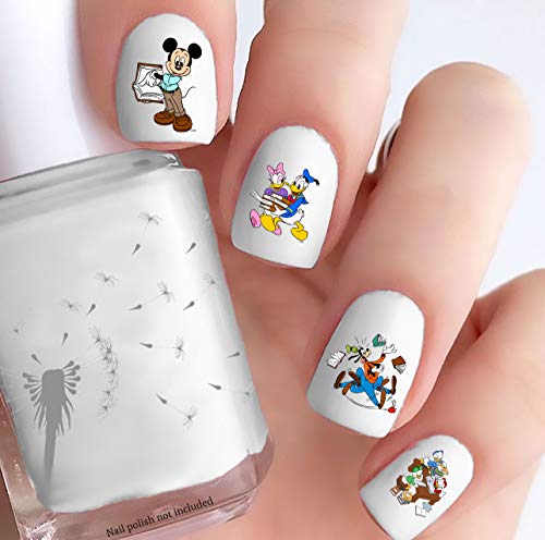 Disney Mickey & Friends Back to School Nail Stickers - Easy Cut, Peel & Stick Vinyl Decals for Kids & Teens - Perfect for School, Parties & DIY Nail Art