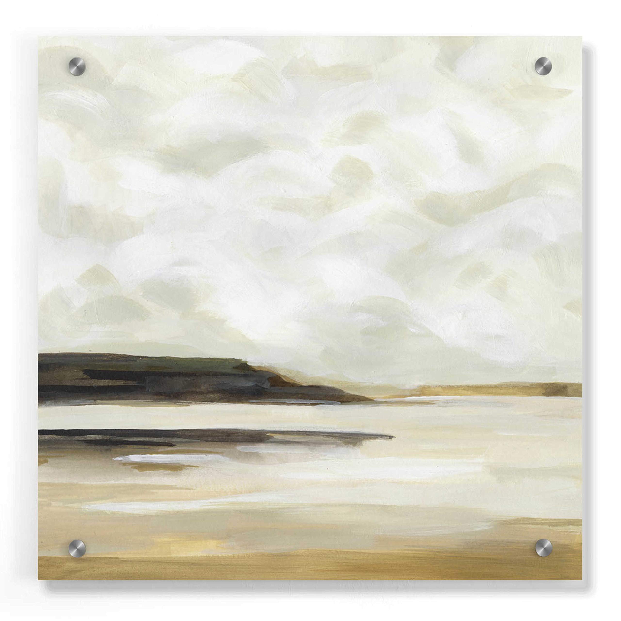 Victoria Borges 'Cloudy Coast I' Acrylic Wall Art Painting - 36x36 Inches Modern Coastal Decor for Living Room, Bedroom & Office